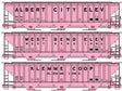 Pullman-Standard 4750 3-Bay Covered Hopper 3-Pack - Kit -- Co-Op 1 Each: Albert City, West Bend, Klemme, IA (pink, black)
