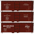 Milwaukee Road 40' Rib-Side Boxcar - Phase I Long Rib - 3-Pack - Kit -- Milwaukee Road #21094, 18546, 31205 (3 Versions, Boxcar Red)