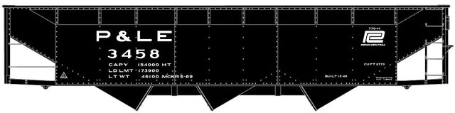 AAR 70-Ton Offset-Side 3-Bay Hopper - Kit -- Pittsburgh & Lake Erie #3458 (black, PC Logo)