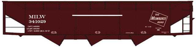 AAR 70-Ton Offset-Side 3-Bay Hopper - Kit -- Milwaukee Road #341029 (Boxcar Red, TMR Logo)