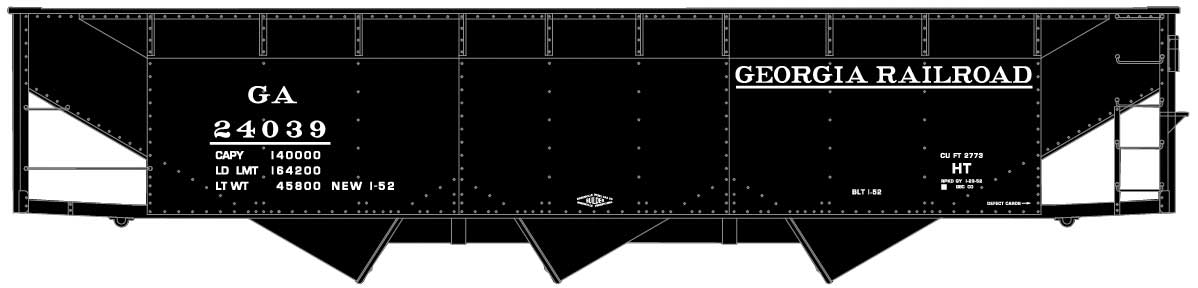 AAR 70-Ton Offset-Side 3-Bay Hopper - Kit -- Georgia Railroad #24039 (black)