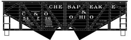 55-Ton Wood-Side 2-Bay Hopper - Kit -- Chesapeake & Ohio #54736 (black)