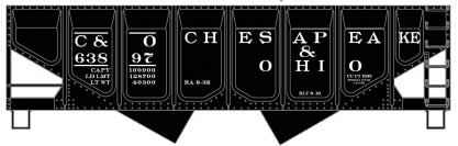 55-Ton Panel-Side 2-Bay Hopper - Kit -- Chesapeake & Ohio #63897 (black)
