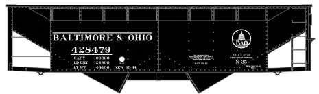50-Ton Offset-Side 2-Bay Hopper - Kit -- Baltimore & Ohio #428479 (1941, black, Kuhler Capitol Logo)