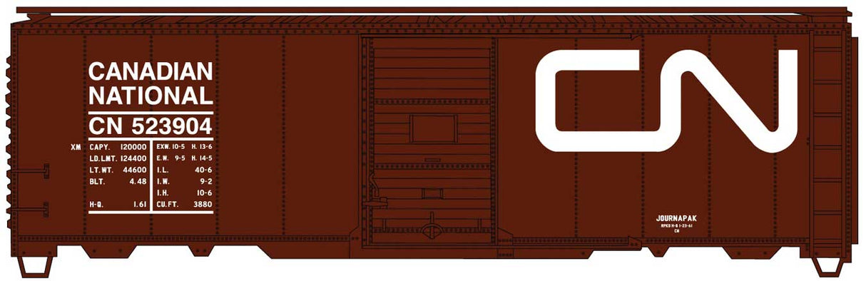 AAR 40' Single-Door Steel Boxcar - Kit -- Canadian National #523904 (Boxcar Red, Large Noodle Logo)