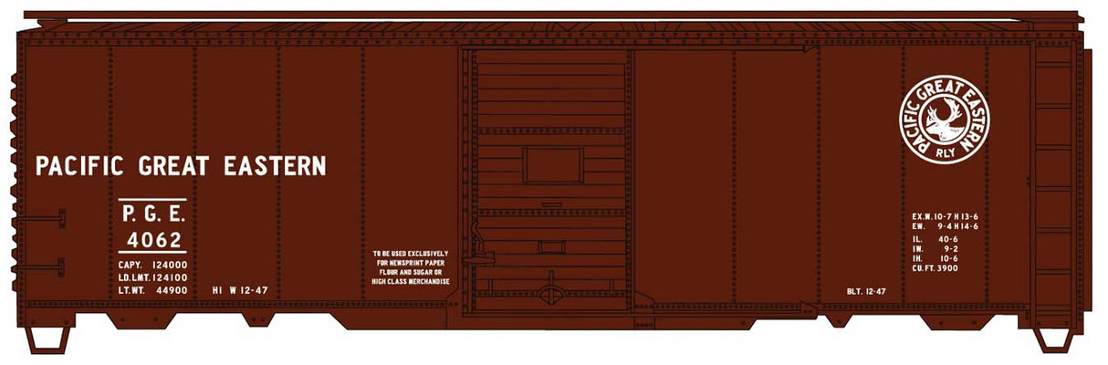 AAR 40' Single-Door Steel Boxcar - Kit -- Pacific Great Eastern #4062 (Boxcar Red, Moose Logo)