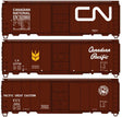 AAR 40' Single-Door Steel Boxcar 3-Pack - Kit -- 1 Each Canadian National, Canadian Pacific, Pacific Great Eastern