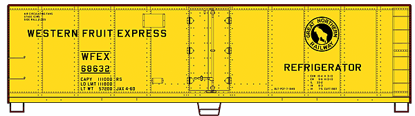 40' Steel Reefer w/Hinged Door - Kit (Plastic) -- Great Northern / Western Fruit Express #68632