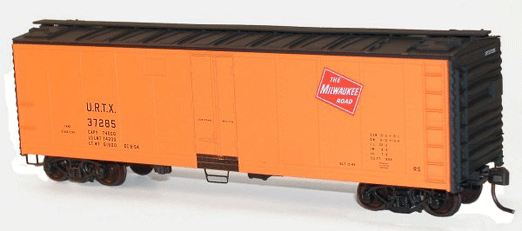 40' Steel Reefer w/Hinged Door - Kit (Plastic) -- Milwaukee Road URTX #37285 (orange, black)