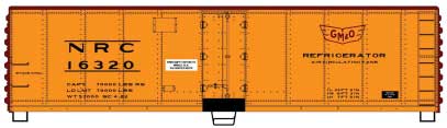 40' Steel Reefer with Hinged Door - Kit -- Gulf, Mobile & Ohio NRC 16320 (yellow, Boxcar Red)