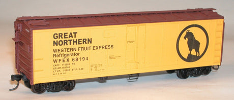 40' Steel Reefer w/Hinged Door - Kit -- Western Fruit Express #68194 (yellow, Boxcar Red, black, Large GN Rocky Logo