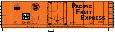 40' Steel Reefer with Plug Doors - Kit -- Pacific Fruit Express (orange, black, black Logos)