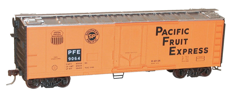 40' Steel Reefer w/Plug Doors 3-Pack - Kit -- Pacific Fruit Express #10563, 11094, 11298 (orange, black, Gothic Letterng)