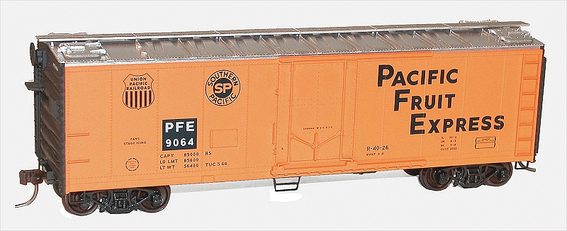 40' Steel Reefer w/Plug Doors - Kit -- Pacific Fruit Express (orange, black, Gothic Letterng)