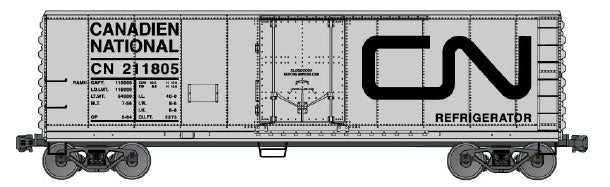 40' Steel Reefer w/Plug Doors - Kit -- Canadian National #211805 (aluminum, black, Noodle Logo)-2