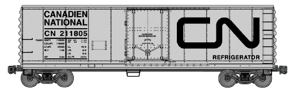 40' Steel Reefer w/Plug Doors - Kit -- Canadian National #211805 (aluminum, black, Noodle Logo)-1