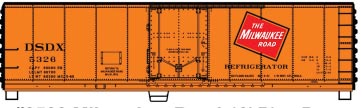 40' Steel Reefer with Plug Doors - Kit -- Milwaukee Road 5328 (orange, black, red, Large Logo)