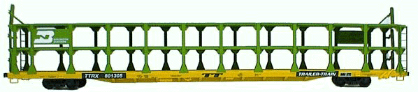 Tri-Level Open Auto Rack -- Burlington Northern (Cascade Green)
