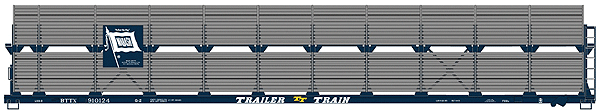 89' Partially Enclosed Bi-level Auto Rack - Kit (plastic) -- Wabash (blue, aluminum, Flag Logo)