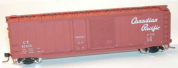 Accuready(TM) AAR 50' Riveted Combination Door Boxcar Assembled -- Canadian Pacific (script name)
