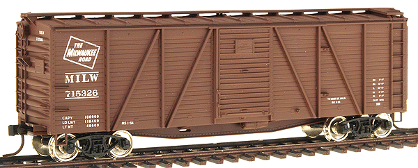 Accuready(TM) 40' Wood Outside-Braced 6-Panel Boxcar w/Steel Ends - Assembled -- Milwaukee Road