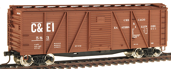 Accuready(TM) 40' Wood Outside-Braced 6-Panel Boxcar w/Steel Ends - Assembled -- Chicago & Eastern Illinois