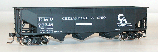 Accuready(TM) AAR 70-Ton Offset Side Tripple Hopper Assembled -- Chesapeake & Ohio