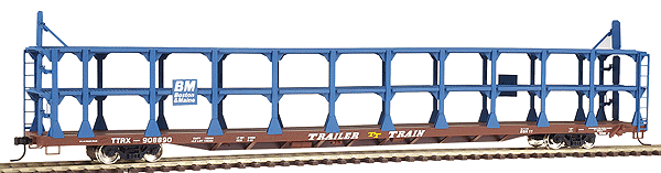 89' Bi-Level Open Auto Rack - Ready to Run -- Boston & Maine