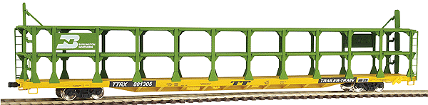 89' Bi-Level Open Auto Rack - Ready to Run -- Burlington Northern