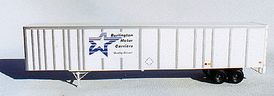 53' Plate Trailer - Painted White w/Silver Ribs -- Burlington Motor Carriers Decal (blue, black)