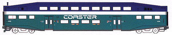 Bombardier Bi-Level Commuter Cab Car -- Coaster (San Diego; teal, blue, white)