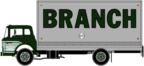 Ready-To-Roll(TM) American Trucks - Ford "C" Cabover Van (Decorated) -- Branch Trucking