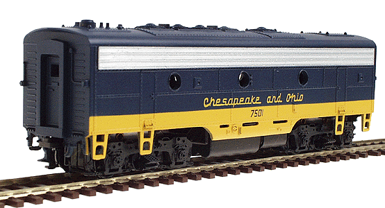 Diesel EMD F7B Dummy -- Chesapeake & Ohio (blue, yellow)