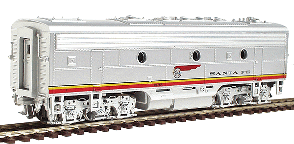 Diesel EMD F7B Powered "Super" w/Flywheel -- Santa Fe (Passenger "Warbonnet" silver, red, yellow, black)