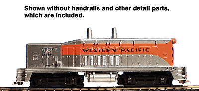 Diesel EMD SW7 "Calf" (Cabless Booster Unit) Dummy -- Western Pacific (silver, orange)