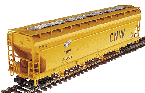 Ready-to-Roll(tm) ACF Centerflow 4-Bay Covered Hopper - Assembled -- Chicago & North Western #1 (yellow)
