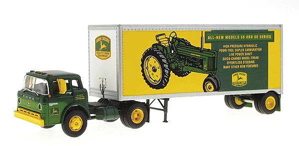 Ready-To-Roll(TM) American Trucks - Ford "C" Cabover w/28' Trailer -- John Deere(TM) 50 Series Tractor Graphics