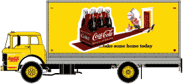 Ready-To-Roll(TM) American Trucks - Ford "C" Cabover Van (Decorated) -- Coca-Cola(R) (yellow w/sprite character)