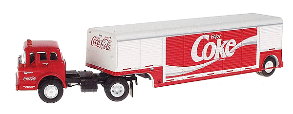 Coca-Cola(R) Ford "C" Cab w/Beverage Trailer -- "Enjoy Coke" (red tractor, white trailer)