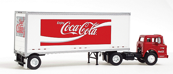Coca-Cola(R) Ford "C" Cab Tractor w/Single-Axle Trailer -- Small Dynamic Ribbon Device Logo
