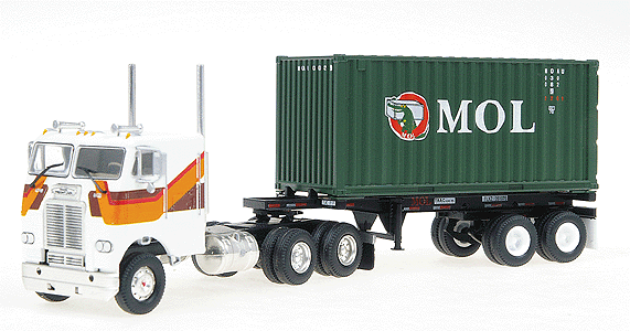 Ready To Roll(TM) Freightliner Cabover w/20' Chassis & Box Container -- MOL w/Short Rear Axle