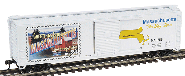 Ready-To-Roll(TM) US Postal Service 50 States Commemorative 50' Boxcars -- Massachusetts State Stamp