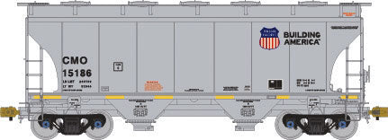 TrinityRail 3281 Cu.Ft. 2-Bay Covered Hopper - Ready to Run -- Union Pacific CMO #15186 (gray, Building America Logo)