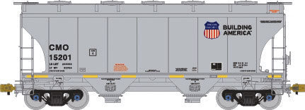 TrinityRail 3281 Cu.Ft. 2-Bay Covered Hopper - Ready to Run -- Union Pacific CMO #15201 (gray, Building America Logo)
