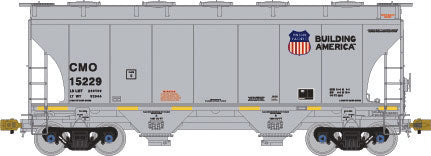 TrinityRail 3281 Cu.Ft. 2-Bay Covered Hopper - Ready to Run -- Union Pacific CMO #15229 (gray, Building America Logo)