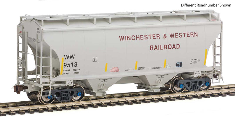 TrinityRail 3281 Cu.Ft. 2-Bay Covered Hopper - Ready to Run -- Winchester & Western #9545 (gray, red)