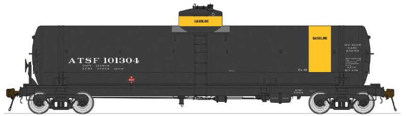 GATC Welded Tank Car - Ready to Run -- Santa Fe 101268 (black, yellow, Gasoline Service)