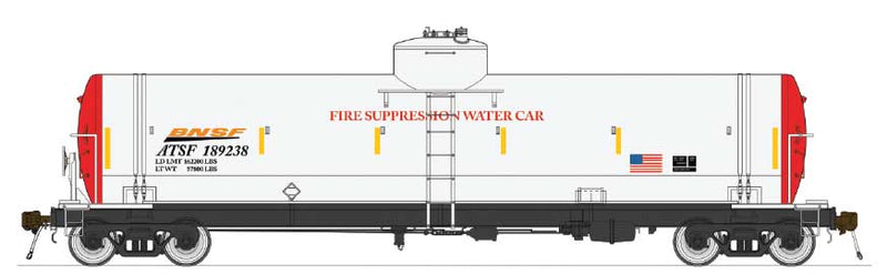 GATC Welded Tank Car - Ready to Run -- BNSF Railway 189238 (Fire Suppression Water Car, white, red)