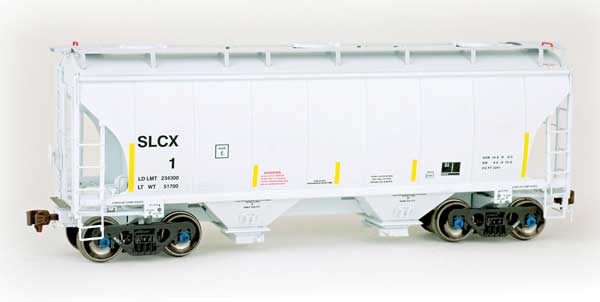 TrinityRail 3281 Cu.Ft. 2-Bay Covered Hopper - Ready to Run -- St. Lawrence Cement SLCX #1 (2007; gray, Yellow Conspicuity Marks)