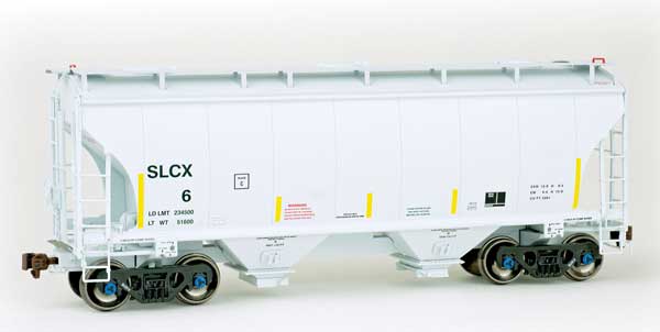 TrinityRail 3281 Cu.Ft. 2-Bay Covered Hopper - Ready to Run -- St Lawrence Cement SLCX #6 (2007, gray, yellow conspicuity marks)